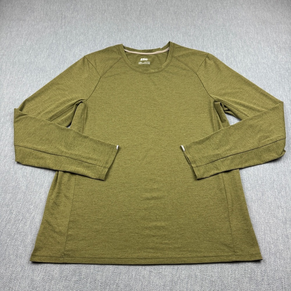 REI Co-Op Shirt Men Large Green Swiftland Long-Sleeve Running Training Athletic